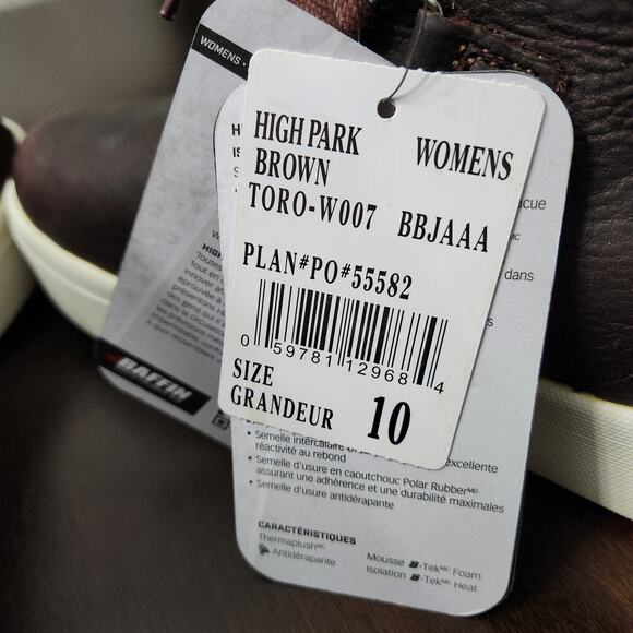 NWT Baffin High Park Insulated Brown Boot Size 10 - Picture 7 of 9